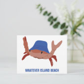Cartoon Crab Individualisiert Strand Postkarte (Stehend Vorderseite)