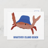 Cartoon Crab Individualisiert Strand Postkarte (Vorne/Hinten)