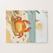 Cartoon Crab on Beach mit Boot im Hintergrund Puzzle (Horizontal)