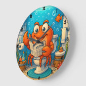 Cartoon Crab Reading im Unterwasserbereich Große Wanduhr (Winkel)