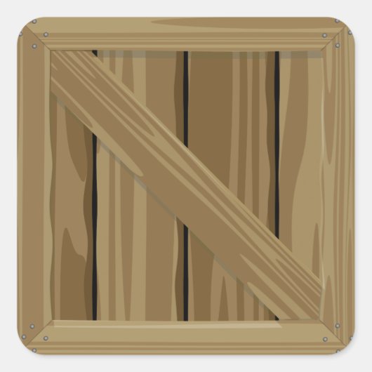 Cartoon Crate Quadratischer Aufkleber (Vorderseite)