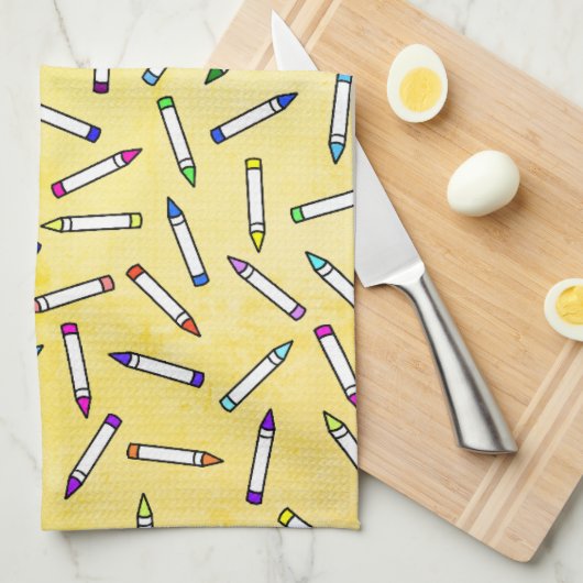 Cartoon Crayon Pattern Geschirrtuch (Viertel Falte)