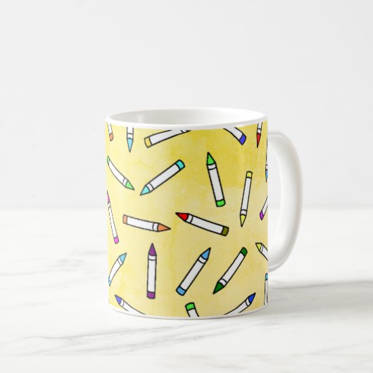 Cartoon Crayon Pattern Kaffeetasse (VorderseiteRechts)