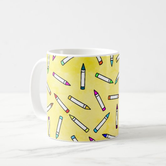 Cartoon Crayon Pattern Kaffeetasse (Vorderseite Links)
