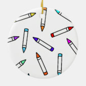 Cartoon Crayon Pattern Keramik Ornament (Hinten)