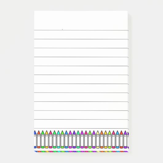 Cartoon Crayon Pattern Lined Post-it Klebezettel (Vorderseite)