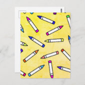 Cartoon Crayon Pattern Postkarte (Vorne/Hinten)