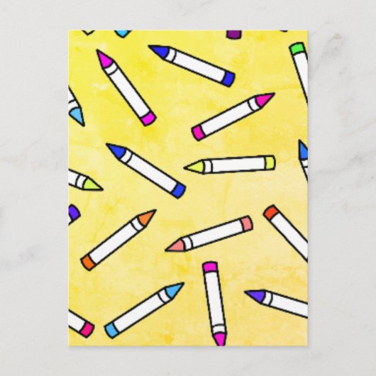 Cartoon Crayon Pattern Postkarte (Vorderseite)
