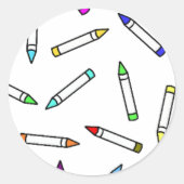 Cartoon Crayon Pattern Runder Aufkleber (Vorderseite)