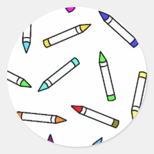 Cartoon Crayon Pattern Runder Aufkleber (Vorderseite)