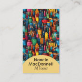 Cartoon Crayon Pen Pattern Visitenkarte (Vorderseite)