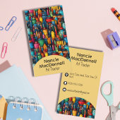 Cartoon Crayon Pen Pattern Visitenkarte