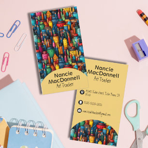 Cartoon Crayon Pen Pattern Visitenkarte