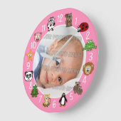 Cartoon Critters Kids and Babies Custom Pink Große Wanduhr (Winkel)