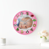 Cartoon Critters Kids and Babies Custom Pink Große Wanduhr (Zuhause)
