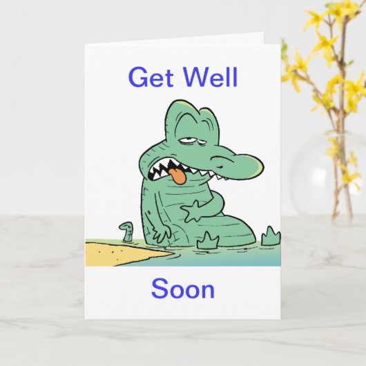 Cartoon Crocodile Karte (Gelbe Blume)