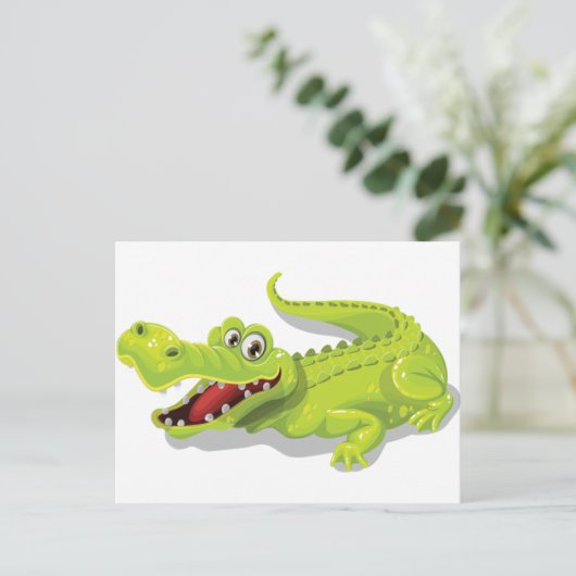 Cartoon Crocodile Postkarte (Stehend Vorderseite)