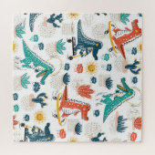 Cartoon Crocodile: Vintages Tierpapier Puzzle (Horizontal)