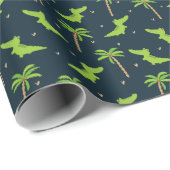 Cartoon Crocodiles: Alligator Palms Muster. Geschenkpapier (Rolleneckpunkt)