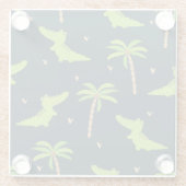 Cartoon Crocodiles: Alligator Palms Muster. Glasuntersetzer (Rückseite)