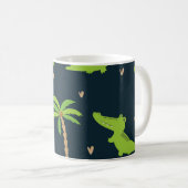 Cartoon Crocodiles: Alligator Palms Muster. Kaffeetasse (VorderseiteRechts)