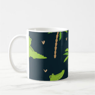 Cartoon Crocodiles: Alligator Palms Muster. Kaffeetasse