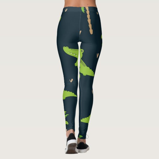 Cartoon Crocodiles: Alligator Palms Muster. Leggings (Rückseite)