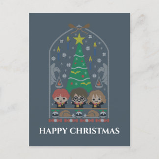 Cartoon Cross-Stitch HOGWARTS™ Weihnachtsfest Feiertagspostkarte