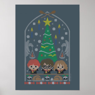 Cartoon Cross-Stitch HOGWARTS™ Weihnachtsfest Poster
