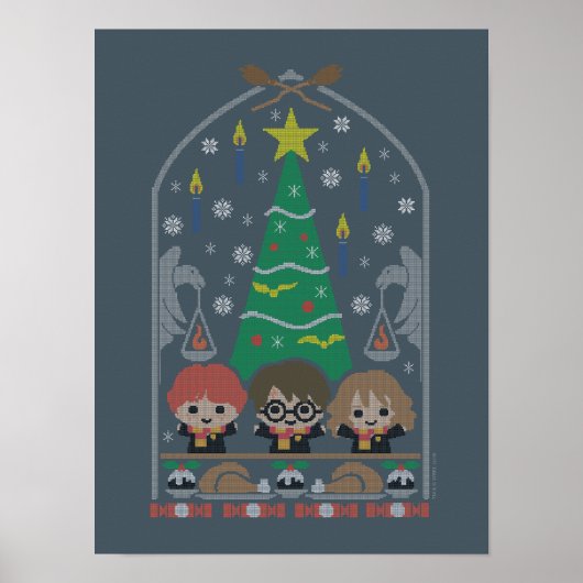 Cartoon Cross-Stitch HOGWARTS™ Weihnachtsfest Poster (Vorne)