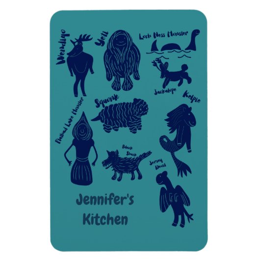 Cartoon Cryptids Cryptozoology Guide Personalisier Magnet (Vertikal)