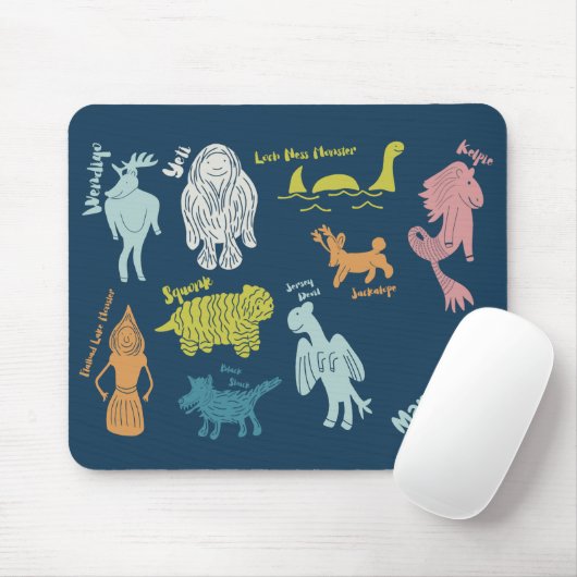 Cartoon Cryptids Cryptozoology Guide Personalisier Mousepad (Mit Mouse)