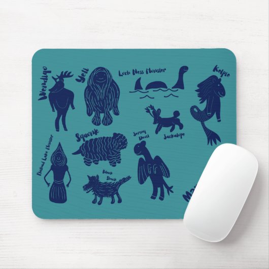 Cartoon Cryptids Cryptozoology Guide Personalisier Mousepad (Mit Mouse)