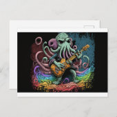 Cartoon Cthulhu Rock 'n Roll Postkarte (Vorne/Hinten)