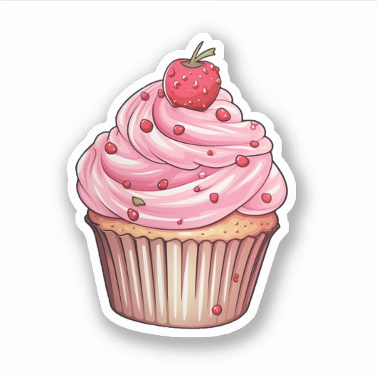 Cartoon cupcake-Abbildung Aufkleber (Vorderseite)