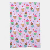 Cartoon cupcake Muster Süßes Dessertgebäck Geschirrtuch (Vertikal)