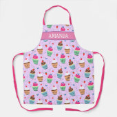 Cartoon cupcake Muster Süßes Dessertgebäck Name Schürze (Vorderseite)
