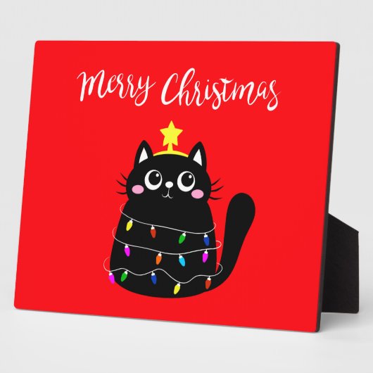 Cartoon Cute Black Christmas tree Fotoplatte (Seite)
