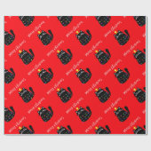 Cartoon Cute Black Christmas tree Geschenkpapier (Flach)