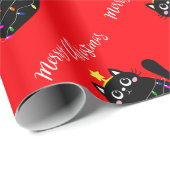 Cartoon Cute Black Christmas tree Geschenkpapier (Rolleneckpunkt)