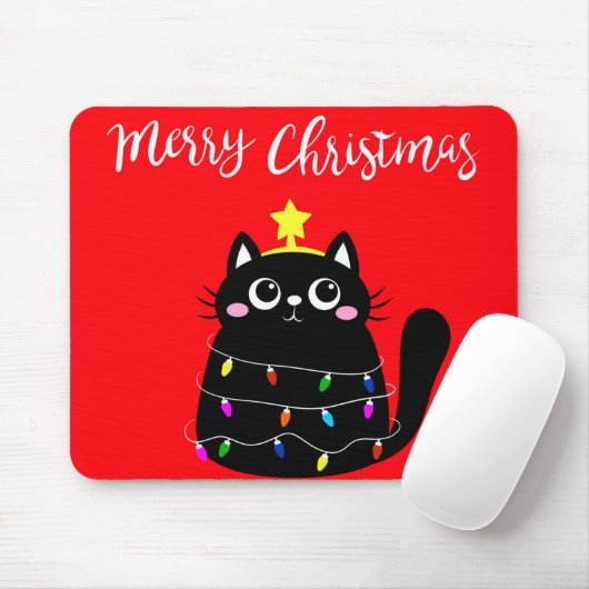 Cartoon Cute Black Christmas tree Mousepad (Mit Mouse)