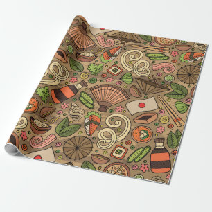 Cartoon cute hand drawn Japan food seamless patter Geschenkpapier
