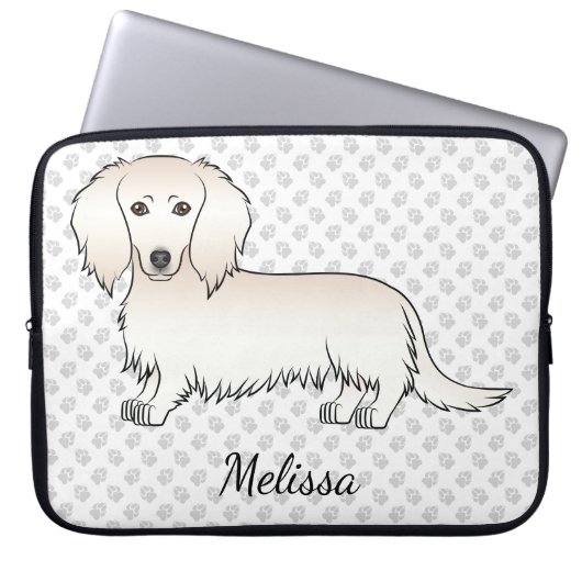 Cartoon Dackel Cream Long Hair Laptopschutzhülle (Vorderseite)