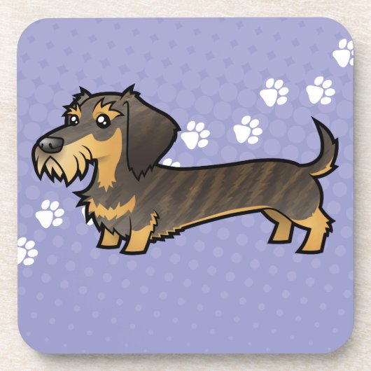 Cartoon-Dackel (Drahthaarterrier) Getränkeuntersetzer (Vorderseite)