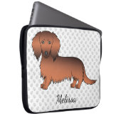 Cartoon-Dackel für Red Sable Long Hair und Text Laptopschutzhülle (Vorne Rechts)