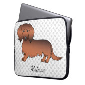 Cartoon-Dackel für Red Sable Long Hair und Text Laptopschutzhülle (Vorderseite Links)