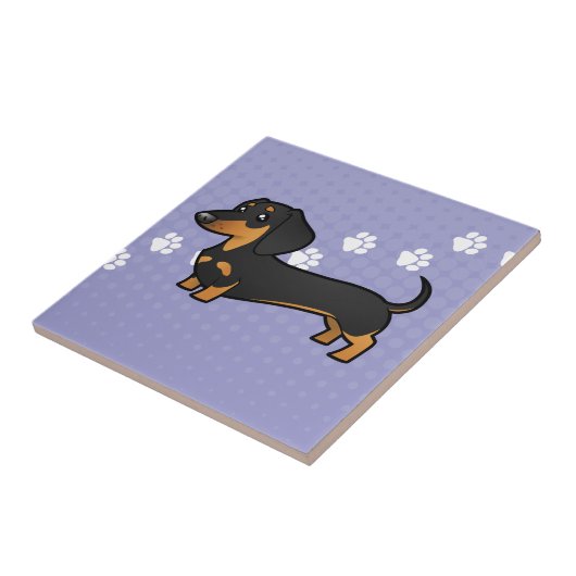 Cartoon-Dackel (glatter Mantel) Fliese (Seite)