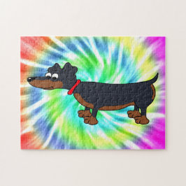 Cartoon Dackel Hunde Gefärbte Krawatte Design Puzz Puzzle