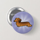 Cartoon-Dackel (langhaarig) Button (Vorne & Hinten)