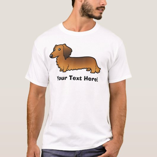 Cartoon-Dackel (langhaarig) T-Shirt (Vorderseite)